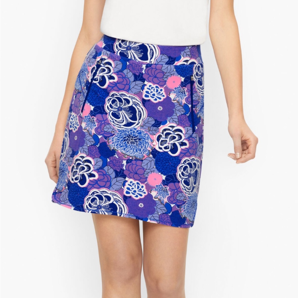 Talbots Blue and Pink Floral Cotton Skort